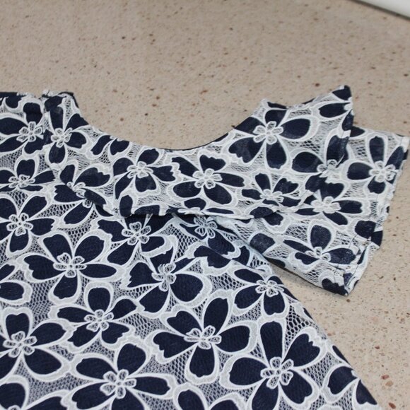 Blu Pepper Navy & White Floral Cold Shoulder Top - Picture 9 of 14